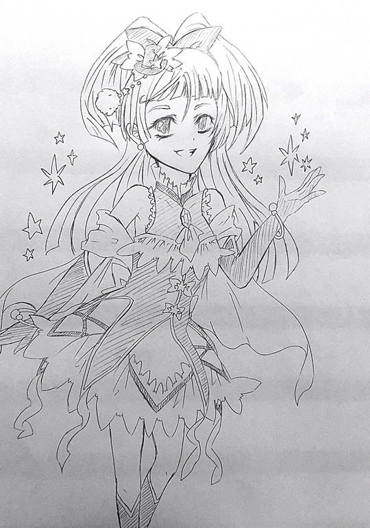 再アップです〜髪型もっと上手く描きたい! 魔法つかいプリキュア キュアマジカル